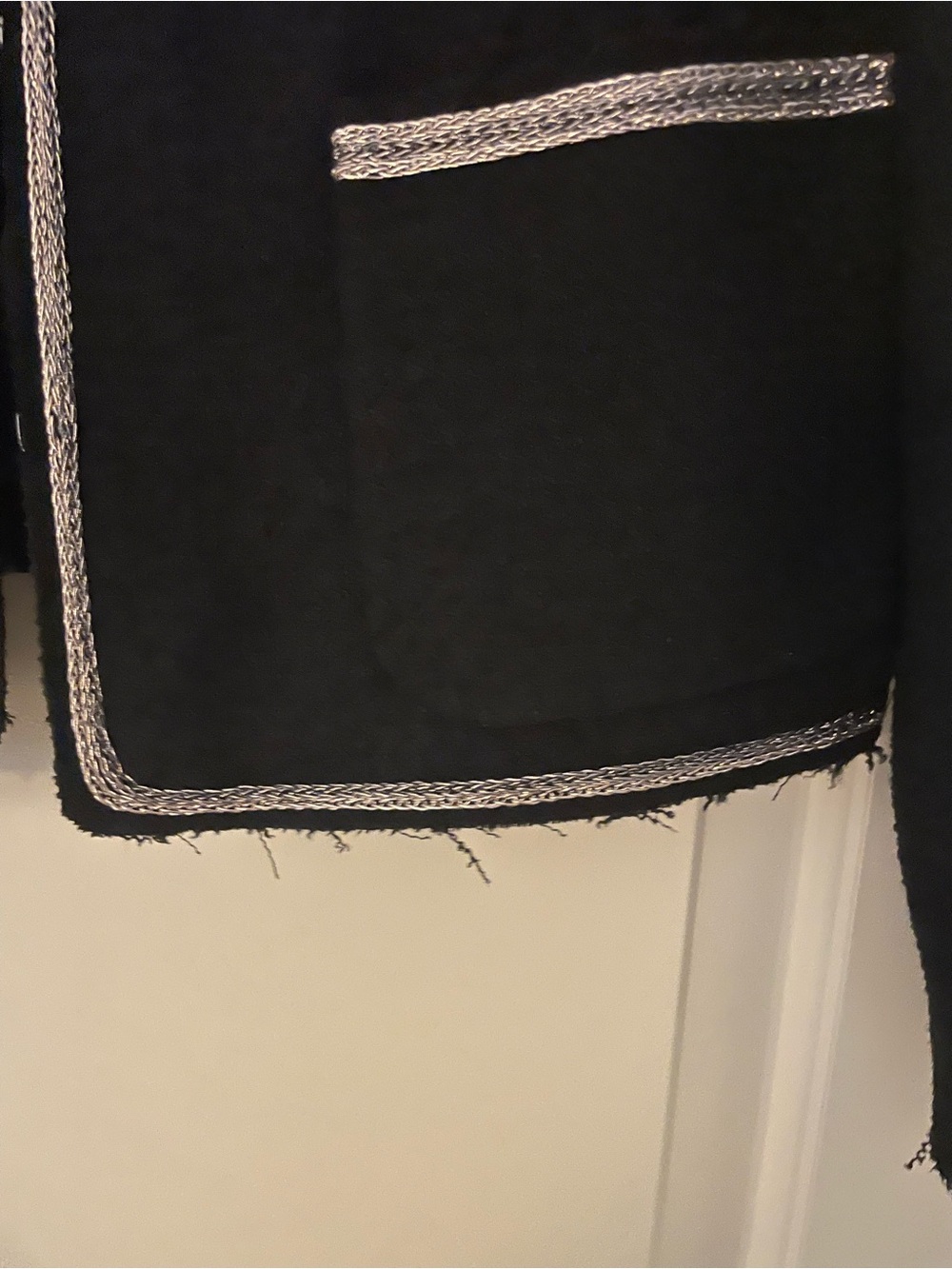 Rebecca Taylor black cropped jacket with silver trim, size medium, worn once - Picture 6 of 8
